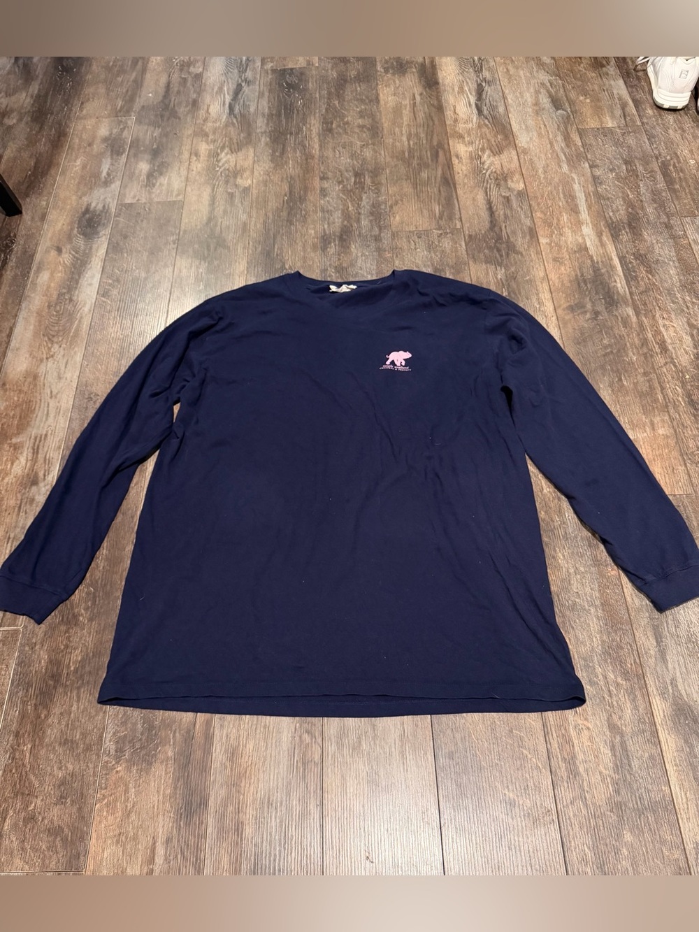 Simply Southern Navy Long Sleeve Tee with Pink Elephant Logo